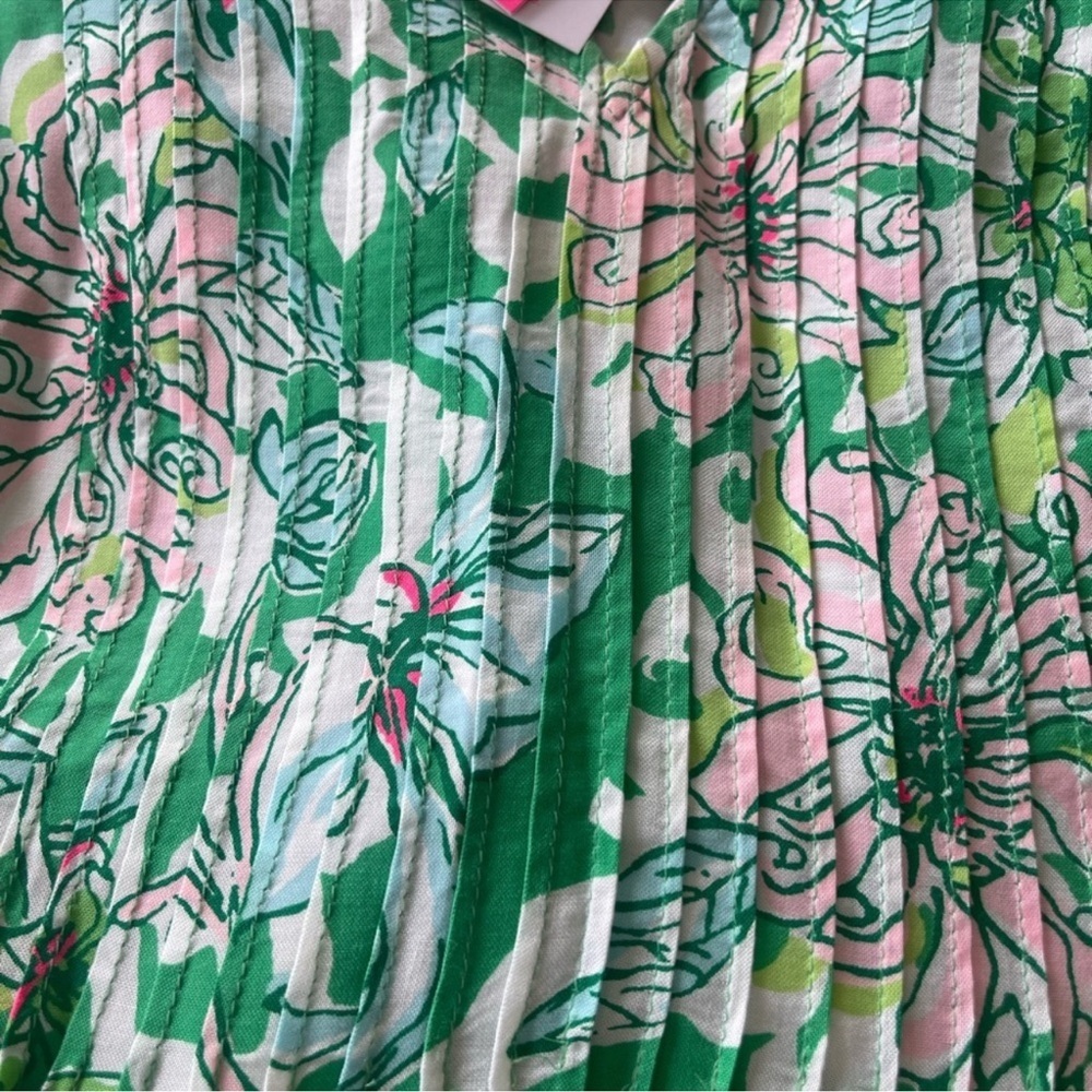 LILY PULITZER FLORAL PLEATED LONG SLEEVE DRESS! Adorable! S/0 - Picture 7 of 7